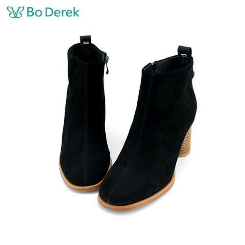 Bo Derek 條帶字母點綴高跟短靴-黑色